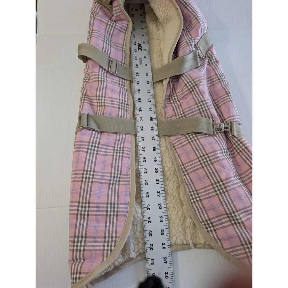 Canine Styles Pink Plaid Sherpa Lined Dog Barn Coat Jacket Size 28 Large XL